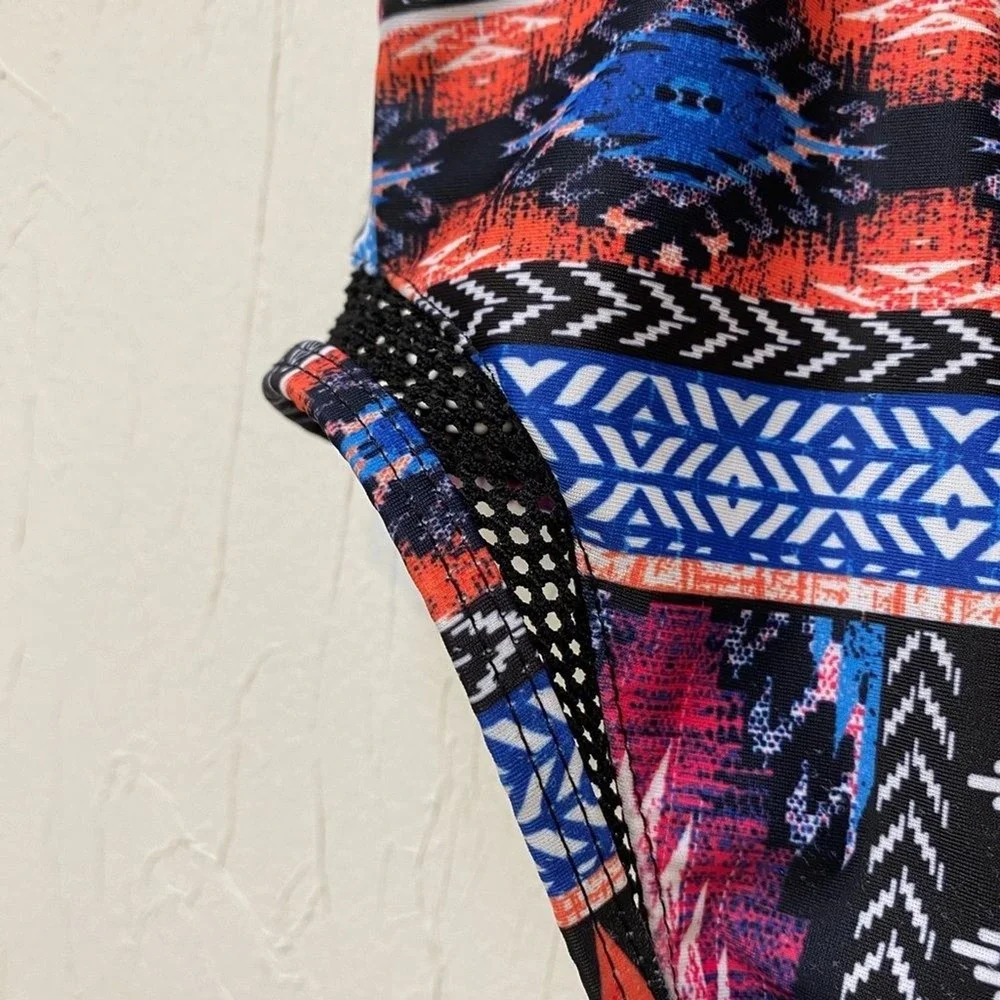 YMI Women's Plus Size 1X High Rise Swim Bikini Bottom‎ Aztec Southwestern Print
